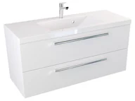 Szafki łazienkowe - Szafka Wisząca Z Umywalką ATH 100 cm - Biały Mat - Uchwyty Chromowane - miniaturka - grafika 1