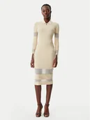 Sukienki - Patrizia Pepe Sukienka dzianinowa 8A1420/K078-B814 Beżowy Slim Fit - miniaturka - grafika 1