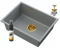 Zlewozmywaki - Granitan Manado Szary Podblatowy Zlew Złoty Podwieszany 60 - miniaturka - grafika 1