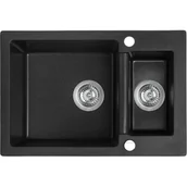 Zlewozmywaki - Laveo Celia - zlewozmywak 1,5-komorowy bez ociekacza czarny SBC 730T - miniaturka - grafika 1