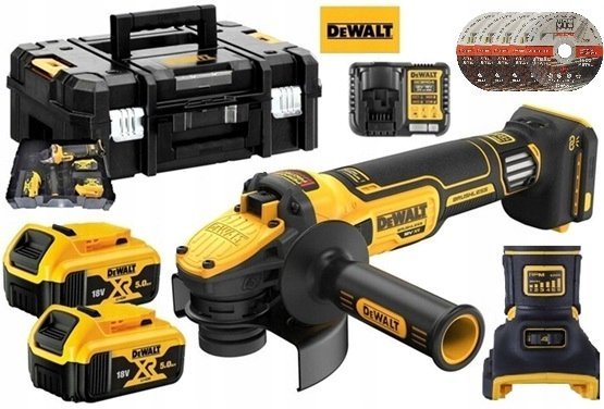 DEWALT SZLIFIERKA Z REGUALACJĄ XR18V 125mm BEZSZCZOTKOWA 2*5.0Ah TSTAK INOX