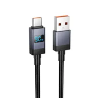 Kable USB - Kabel USB A do USB C Hoco 5A z wyświetlaczem 1 m X118 czarny - miniaturka - grafika 1