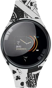 Techmade Freetime Cards Style Biało-czarny TM-FREETIME-POK1 - Smartwatch - miniaturka - grafika 1