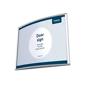 Systemy ekspozycyjne i znaki informacyjne - Europel EUROPEL znak na drzwi, prosty i elegancki, lekko zakrzywiony, 21 x 15 cm. Mocowanie na śrubę lub klej, orientacja pionowa lub pozioma, osłona z PCW, kolor srebrny/czarny, zawiera materiały montażowe 355507 - miniaturka - grafika 1