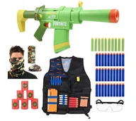Zabawki militarne - Zestaw Pistolet Nerf Fortnite SMG-ZESTY Elite F0319 + kamizelka + cele + 30 strzałek + okulary + bandana - miniaturka - grafika 1