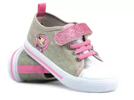 Buty dla dziewczynek - Tenisówki dziecięce, trampki z dziewczynką - American Club TEN 132/24, szare - AMERICAN CLUB - miniaturka - grafika 1