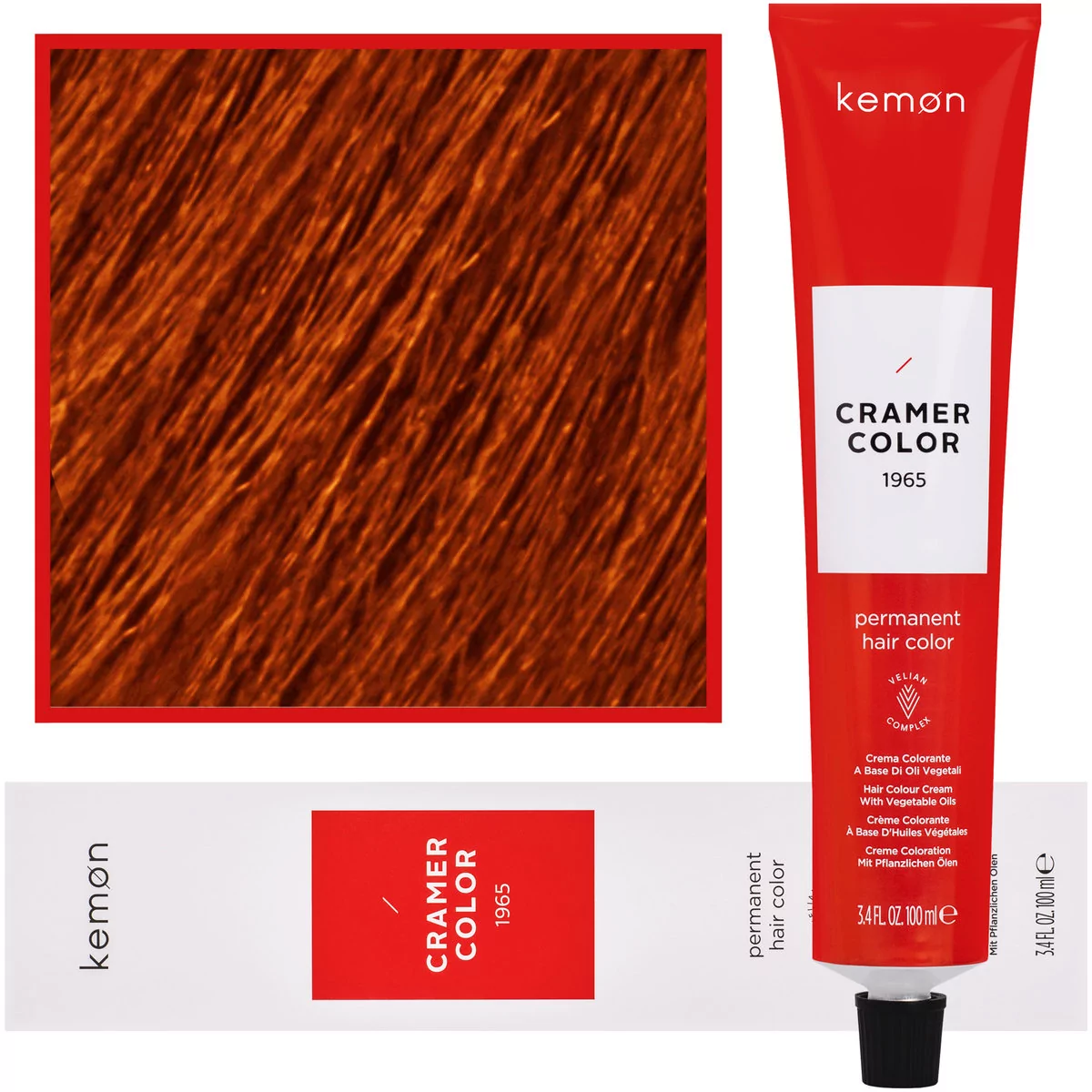 Kemon, Cramer Color 100ml kremowa farba do włosów z olejkami roślinnymi 8,44 Jasny Głęboki Miedziany Blond