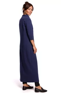Bluzki damskie - B163 Długa tunika z rozcięciem - niebieska (kolor niebieski, rozmiar XL) - grafika 1