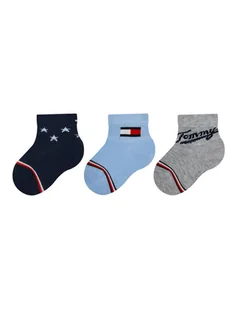 Tommy Hilfiger Zestaw 3 par wysokich skarpet dziecięcych 701224997 Niebieski - Skarpetki dla dzieci - miniaturka - grafika 1