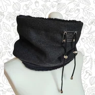 Apaszki i szaliki męskie - Komin męski - czarny wełniany - miniaturka - grafika 1