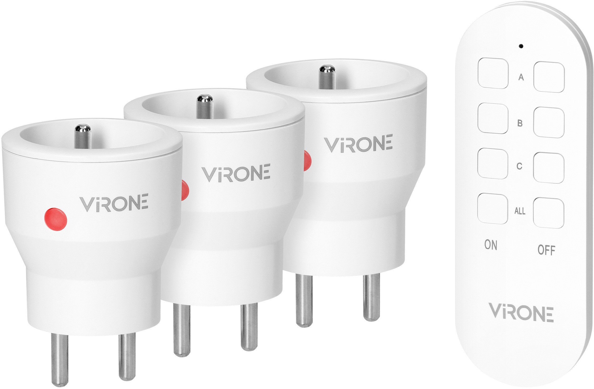 Zestaw bezprzewodowych gniazd MINI Schuko, sterowanych pilotem 3+1, 2300W