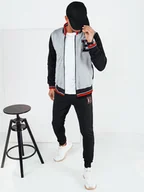 Dresy męskie - Dres męski szaro-czarny Dstreet AX0767-XXL - miniaturka - grafika 1