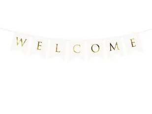 Party Deco Baner Welcome, biały - 95 cm - 1 szt. GRL70-008 - Wesele i ślub - miniaturka - grafika 1