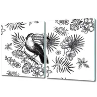 Deski do krojenia - Deska Do Krojenia ze Szkła Hartowanego - 2x 40x52 cm - Tropical czarno-biały - miniaturka - grafika 1