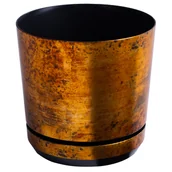 Donice - 26 cm wzór RDZA * Doniczka z podstawką * klasyczna * elegancka * rustykalna * z połyskiem * z drenażem * efekt postarzanego metalu * industrialna * .. - miniaturka - grafika 1