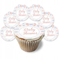 Dekoracje i nakrycia stołu na imprezę - OPŁATEK NA MUFFINKI BABY SHOWER RÓŻ NIEBIESKI Z2 - miniaturka - grafika 1