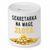 Skarbonki - SKARBONKA DLA SEKRETARKI SEKRETARKA NA WAGĘ ZŁOTA z Nadrukiem ze Zdjęciem - miniaturka - grafika 1