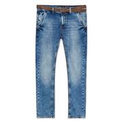 Spodnie męskie - Cropp - Niebieskie jeansy chino slim z paskiem - Niebieski - miniaturka - grafika 1