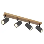 Lampy sufitowe - Globo Robby 57911-4G listwa plafon lampa sufitowa spot 4x35W GU10 grafitowy/drewniany - miniaturka - grafika 1