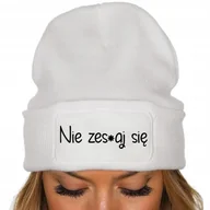 Czapki damskie - ZIMOWA BIAŁA CZAPKA Na Prezent Urodziny Upominek NIE ZES*AJ SIĘ Wzory - miniaturka - grafika 1