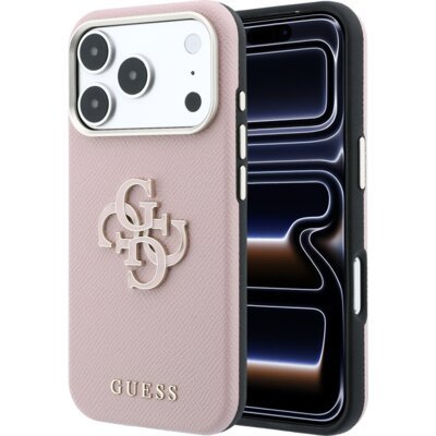 Etui GUESS Grained & Big Resin Logo do Apple iPhone 17 Pro/18 Pro Różowy