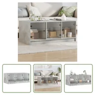 Ławy i stoliki kawowe - The Living Store Stolik kawowy ze szklanymi drzwiami betonowy szary 102x50x42 cm - miniaturka - grafika 1