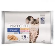Mokra karma dla kotów - Perfect Fit Indoor saszetka 4x85g mokra karma dla kotów w sosie z kurczakiem i groszkiem z łososiem i marchewką) - miniaturka - grafika 1