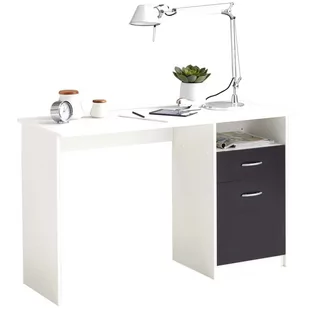 FMD Mobel FMD Biurko z szufladą, 123 x 50 x 76,5 cm, biało-czarne 3004-001E - Biurka - miniaturka - grafika 1