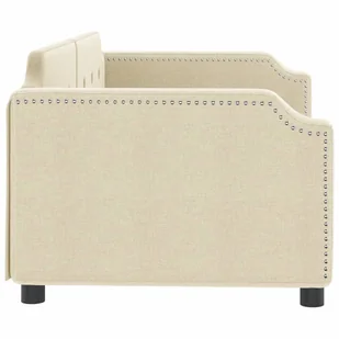 Sofa z funkcją spania, kremowa, 100x200 cm, obita tkaniną Lumarko! - Łóżka - miniaturka - grafika 5