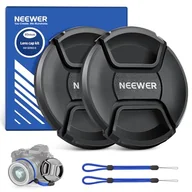Dekielki do obiektywów - Neewer Zestaw osłon obiektywu 49 mm (2 sztuki), osłona obiektywu z paskiem zapobiegającym zgubieniu i ściereczką do czyszczenia, kompatybilna z obiektywem aparatu Canon Nikon Sony Fujifilm Panasonic o - miniaturka - grafika 1