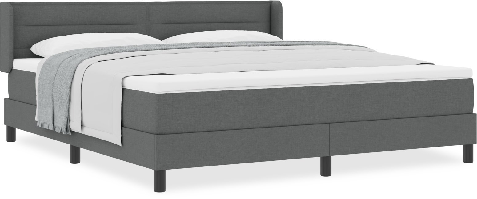 vidaXL Łóżko kontynentalne z materacem, ciemnoszare, 180 x 200 cm, z tkaniny.