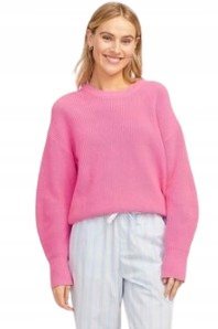 JJXX RÓŻOWY SWETER DAMSKI Z OKRĄGŁYM DEKOLTEM I DŁUGIM RĘKAWEM L 1J9A