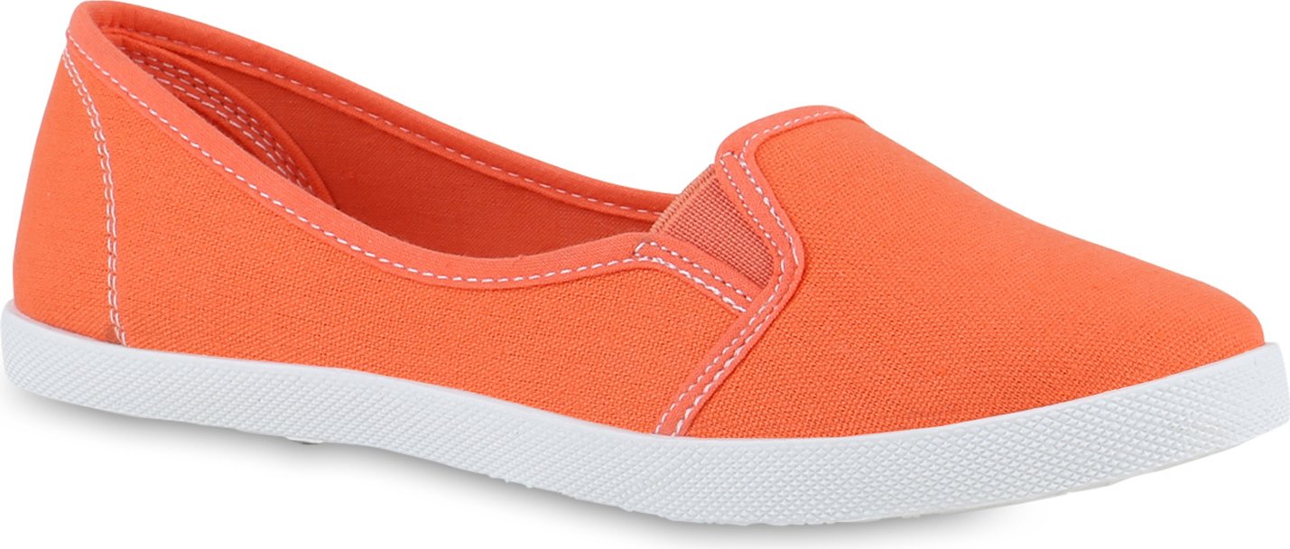 VAN HILL trampki damskie baleriny materiałowe buty płaskie slip-on 71072, kolor: koralowy, rozmiar: 37