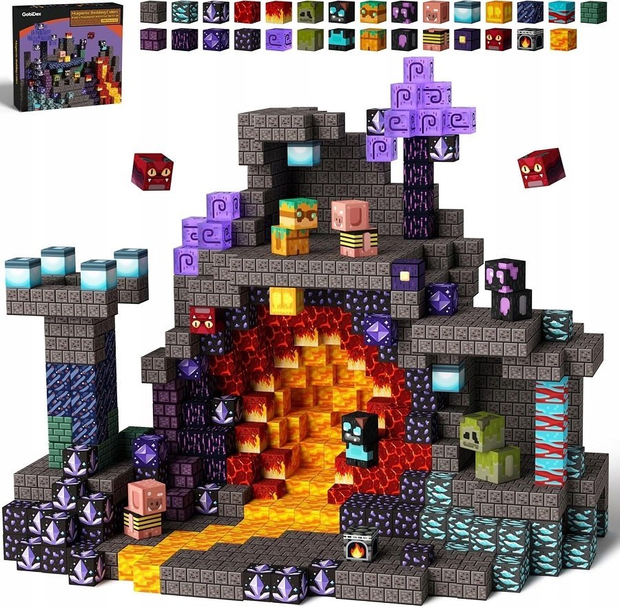 GOBIDEX ZESTAW KLOCKÓW MAGNETYCZNYCH 100 SZTUK MAGWONDER CAVE WORLD