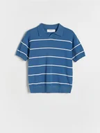 Bluzy dla chłopców - Reserved - Sweter polo w paski - granatowy - miniaturka - grafika 1