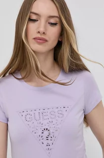 Koszulki i topy damskie - Guess t-shirt damski kolor fioletowy - grafika 1