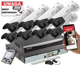 Hikvision zestaw monitoringu na 8 kamer DS-2CD2T43G2-2I 4Mpx z zasięgiem podczerwieni do 60 m i analityką obrazu Acusense - Zestawy do monitoringu - miniaturka - grafika 1
