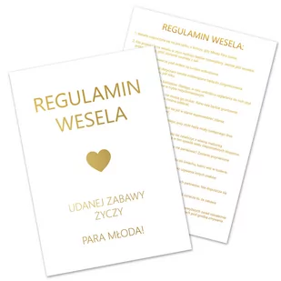 REGULAMIN WESELA WESELE BIEL I ZŁOTO 12SZT Y7 - Dekoracje domu REGULAMIN WESELA WESELE BIEL I ZŁOTO 12SZT Y7 - Dekoracje domu - miniaturka - grafika 1