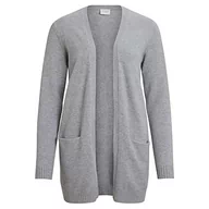 Swetry damskie - Vila Damski kardigan Evoked by Viril Open L/S Knit Cardigan/Cur-Noos, jasnoszary melanżowy, 44 - miniaturka - grafika 1