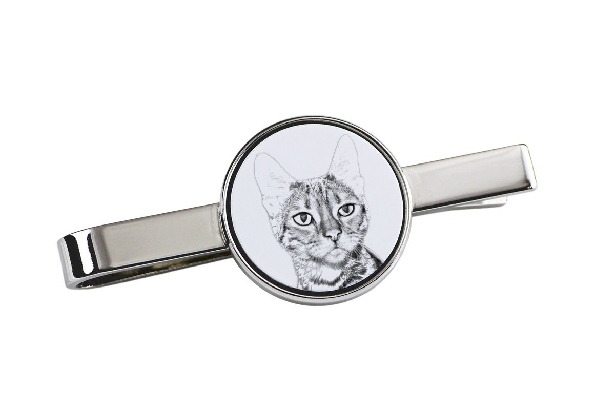 Kot toyger - spinka do krawata z kotem, personalizowany klips do krawata, wyjątkowy prezent dla mężczyzny marki Art-Dog