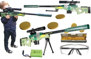 Pistolet Na Akumulator Karabin Snajperski 105cm STRZELA DYSKAMI snajperka - Zabawki militarne - miniaturka - grafika 1