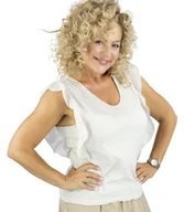 Bluzki damskie - Damska bluzka z falbanami na ramionach LORENA - miniaturka - grafika 1