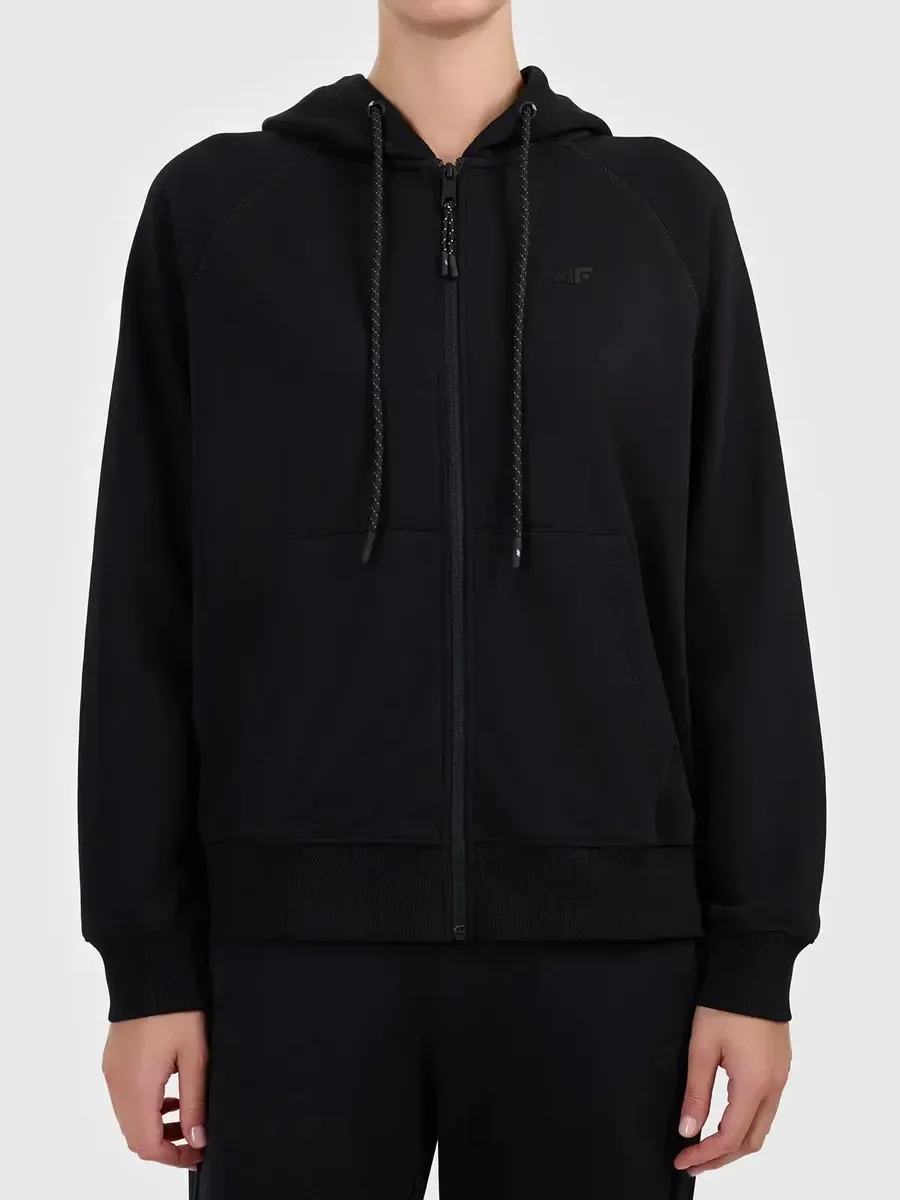 Bluza z kapturem rozpinana damska 4F 4FWMM00TSWSF2535-20S Czarny XS