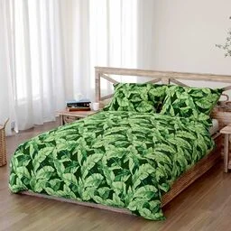 Spod Igły I Nitki Pościel bawełniana 220x200 Planta czarna zielona liście Bawełna 3 - Pościel - miniaturka - grafika 1