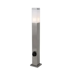 QAZQA Lampa zewnętrzna stalowa 80 cm z gniazdkiem IP44 - Malios - Lampy ogrodowe - miniaturka - grafika 1