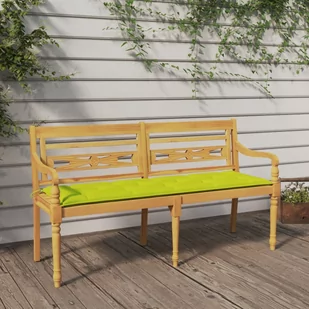 vidaXL Ławka Batavia z jasnozielony poduszką,150cm, lite drewno tekowe - Ławki ogrodowe - miniaturka - grafika 1