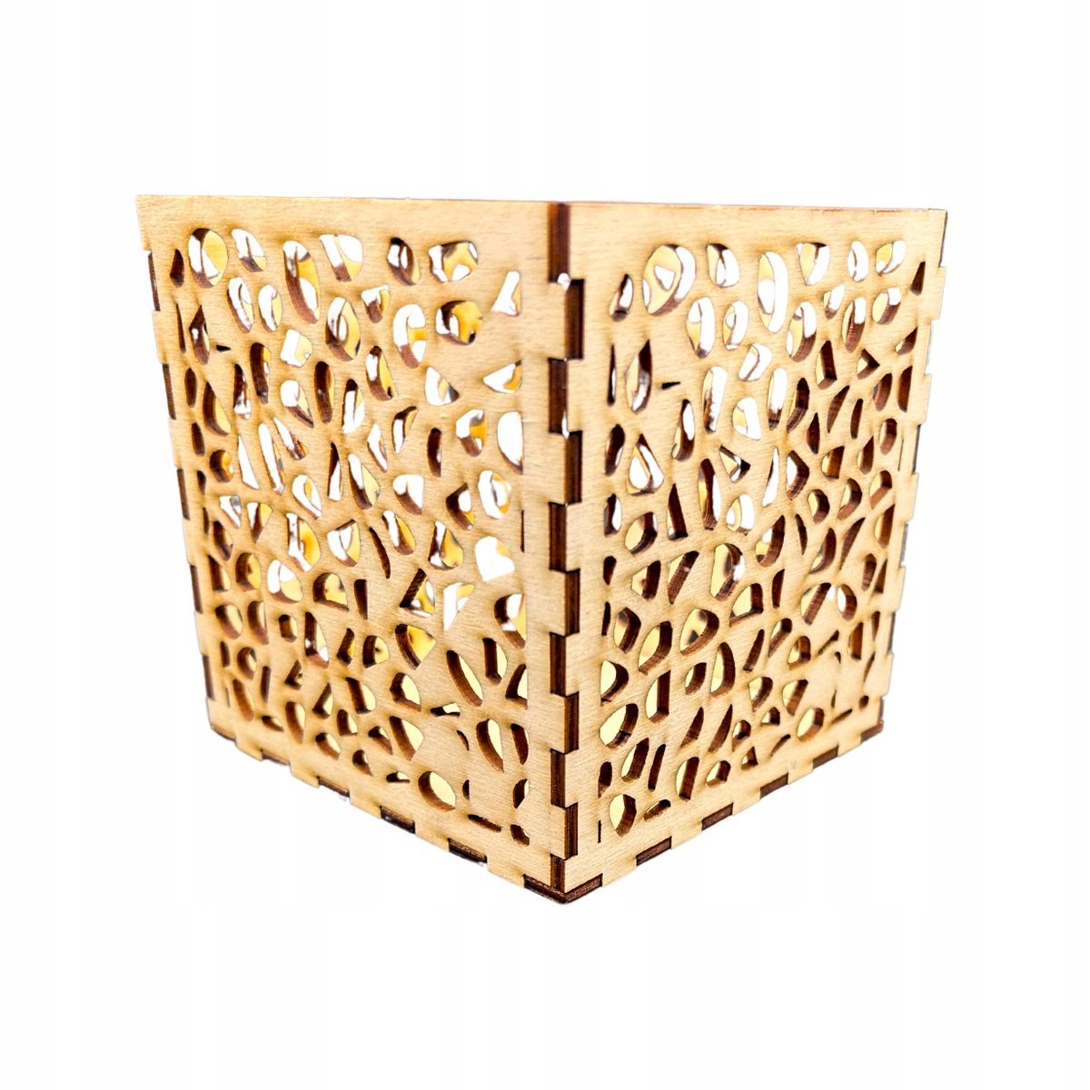 LAMPION DREWNIANY LATARENKA ZE SKLEJKI DECOUPAGE PUDEŁKO ŚWIECZNIK 11CM