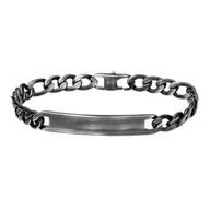 Bransolety męskie - Męska bransoletka blaszka do grawerunku łańcuch figaro czarna efekt vintage - Manoki - miniaturka - grafika 1