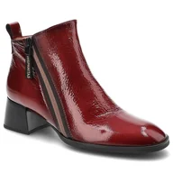 Botki damskie - Czerwone Botki Hispanitas Eleganckie Skórzane Buty Na Obcasie - miniaturka - grafika 1