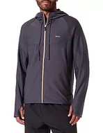 Bluzy męskie - BOSS Męska bluza z kapturem Sicon Active 1 z elastycznej tkaniny z zamkiem błyskawicznym i dekoracyjnym, odblaskowym wzorem, ciemnoszary, 3XL - miniaturka - grafika 1